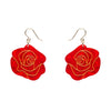 Eternal Rose Drop Earrings - Red