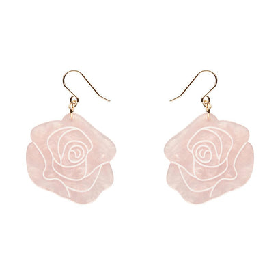 Eternal Rose Drop Earrings - Light Pink  -  Erstwilder Essentials  -  Quirky Resin and Enamel Accessories