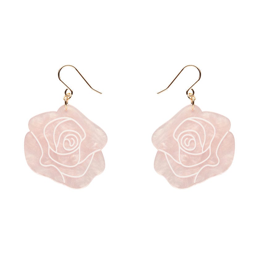 Eternal Rose Drop Earrings - Light Pink  -  Erstwilder Essentials  -  Quirky Resin and Enamel Accessories