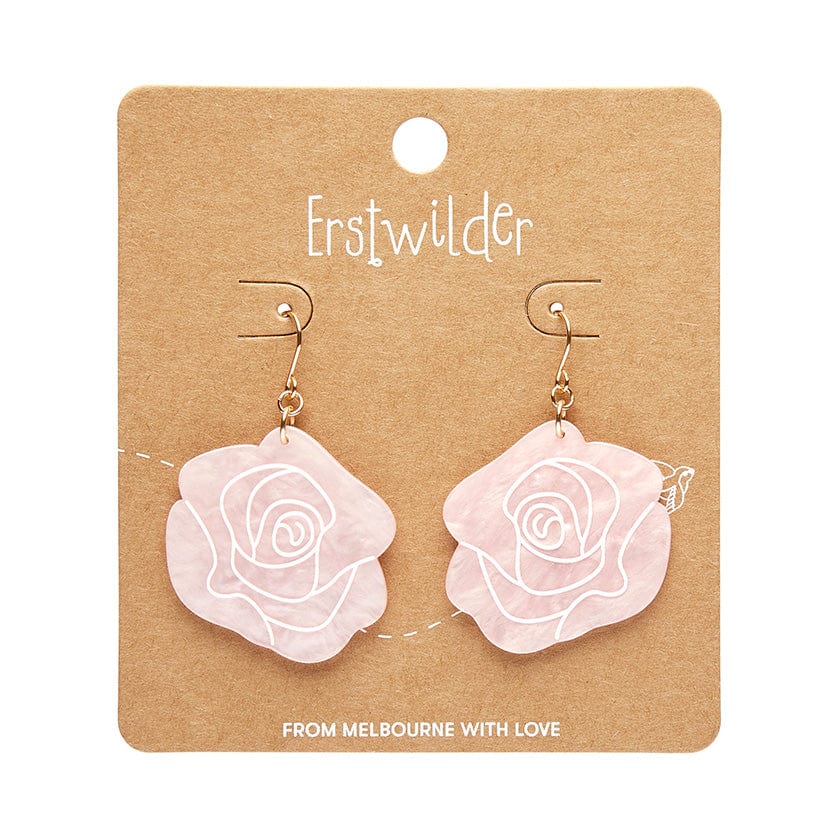 Eternal Rose Drop Earrings - Light Pink  -  Erstwilder Essentials  -  Quirky Resin and Enamel Accessories