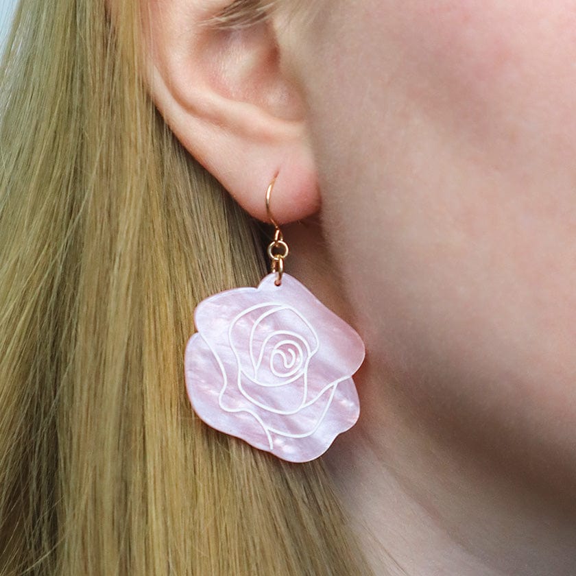 Eternal Rose Drop Earrings - Light Pink  -  Erstwilder Essentials  -  Quirky Resin and Enamel Accessories