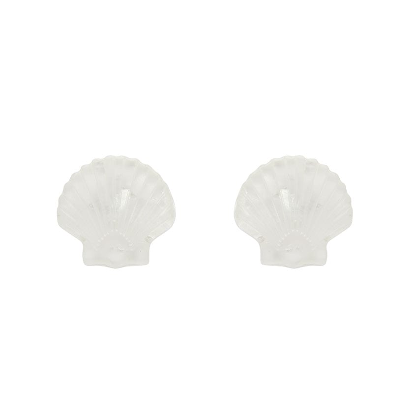 Sea Shell Stud Earrings - White  -  Erstwilder Essentials  -  Quirky Resin and Enamel Accessories