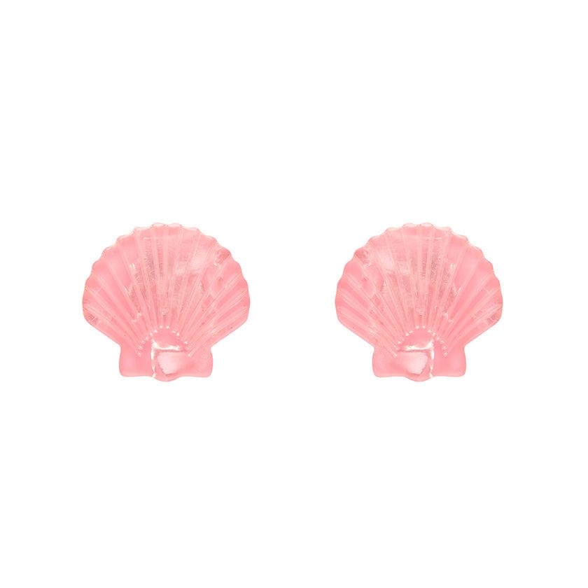 Sea Shell Stud Earrings - Pale Pink  -  Erstwilder Essentials  -  Quirky Resin and Enamel Accessories