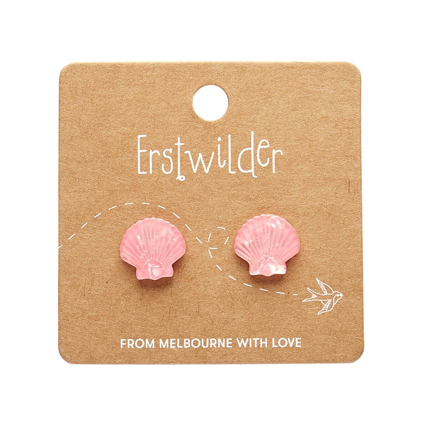 Sea Shell Stud Earrings - Pale Pink  -  Erstwilder Essentials  -  Quirky Resin and Enamel Accessories