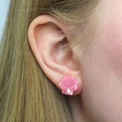 Sea Shell Stud Earrings - Pale Pink  -  Erstwilder Essentials  -  Quirky Resin and Enamel Accessories