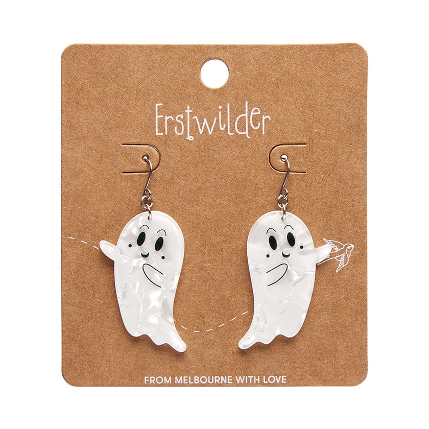 Ghost Drop Earrings - White  -  Erstwilder Essentials  -  Quirky Resin and Enamel Accessories