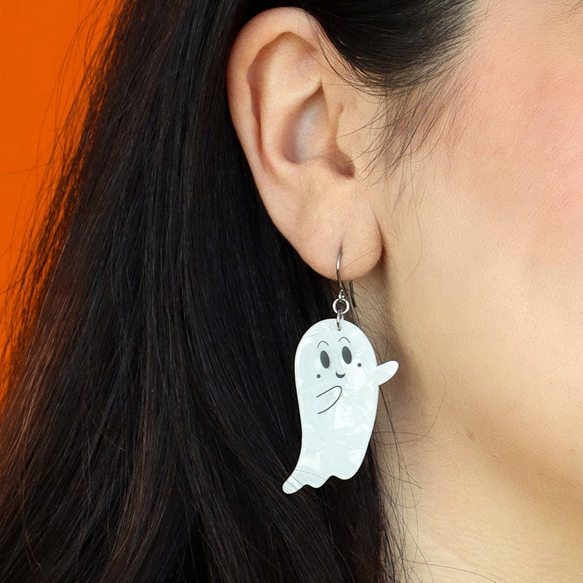 Ghost Drop Earrings - White  -  Erstwilder Essentials  -  Quirky Resin and Enamel Accessories