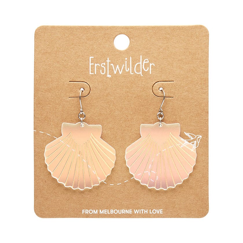 Sea Shell Drop Earrings - Iridescent  -  Erstwilder Essentials  -  Quirky Resin and Enamel Accessories