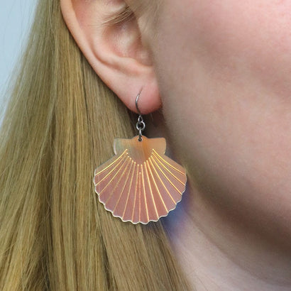 Sea Shell Drop Earrings - Iridescent  -  Erstwilder Essentials  -  Quirky Resin and Enamel Accessories