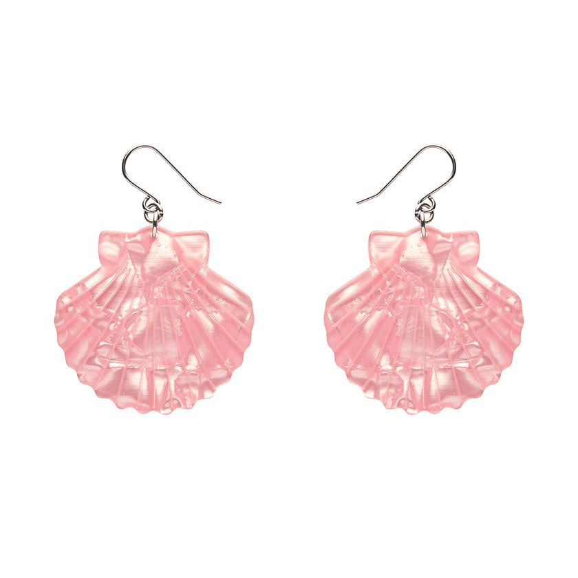 Sea Shell Drop Earrings - Pale Pink  -  Erstwilder Essentials  -  Quirky Resin and Enamel Accessories