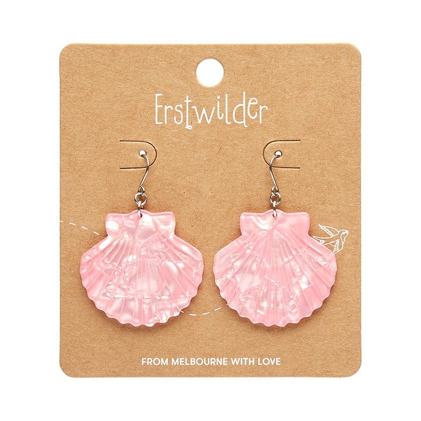 Sea Shell Drop Earrings - Pale Pink  -  Erstwilder Essentials  -  Quirky Resin and Enamel Accessories