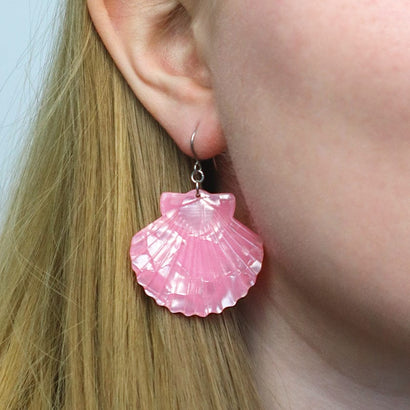 Sea Shell Drop Earrings - Pale Pink  -  Erstwilder Essentials  -  Quirky Resin and Enamel Accessories