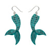 Mermaid Tail Drop Earrings - Aqua