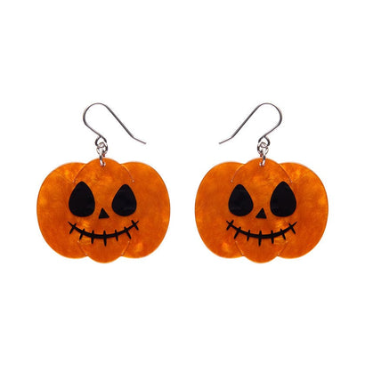 Jack O Lantern Drop Earrings - Orange  -  Erstwilder Essentials  -  Quirky Resin and Enamel Accessories