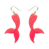 Mermaid Tail Drop Earrings - Hot Pink