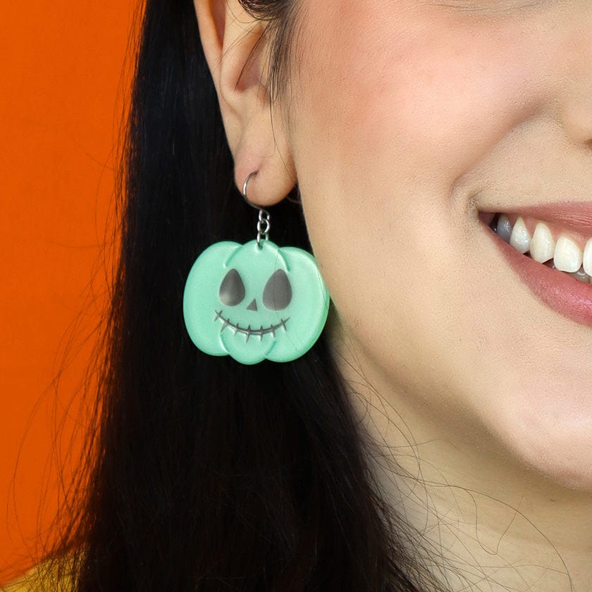 Jack O Lantern Drop Earrings - Glow in the Dark  -  Erstwilder Essentials  -  Quirky Resin and Enamel Accessories