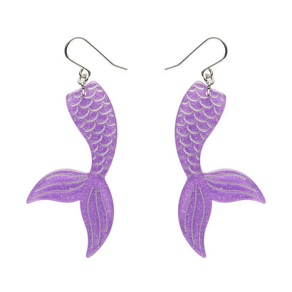 Mermaid Tail Drop Earrings - Violet  -  Erstwilder Essentials  -  Quirky Resin and Enamel Accessories