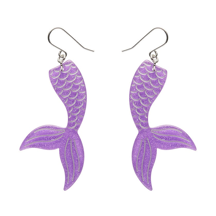 Mermaid Tail Drop Earrings - Violet  -  Erstwilder Essentials  -  Quirky Resin and Enamel Accessories