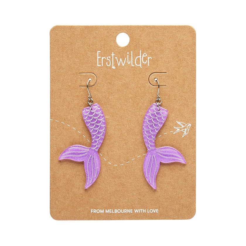 Mermaid Tail Drop Earrings - Violet  -  Erstwilder Essentials  -  Quirky Resin and Enamel Accessories