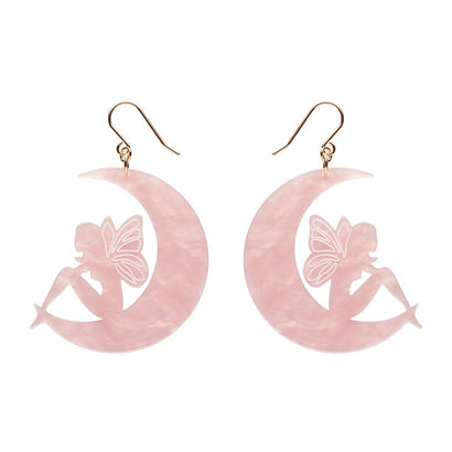 Fairy Moon Drop Earrings - Pink  -  Erstwilder Essentials  -  Quirky Resin and Enamel Accessories