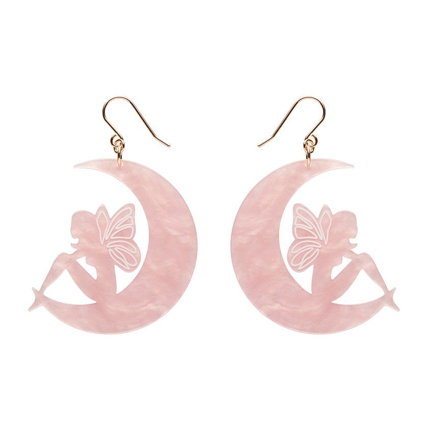 Fairy Moon Drop Earrings - Pink  -  Erstwilder Essentials  -  Quirky Resin and Enamel Accessories