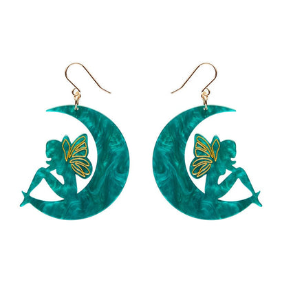 Fairy Moon Drop Earrings - Mint  -  Erstwilder Essentials  -  Quirky Resin and Enamel Accessories