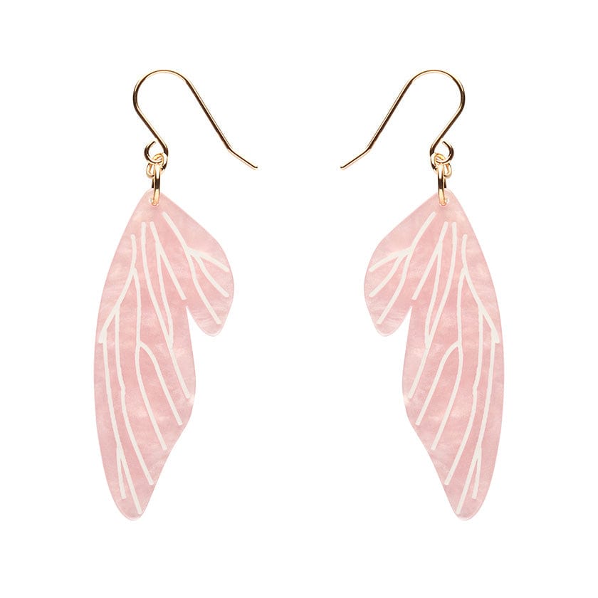 Fairy Wings Drop Earrings - Pink  -  Erstwilder Essentials  -  Quirky Resin and Enamel Accessories