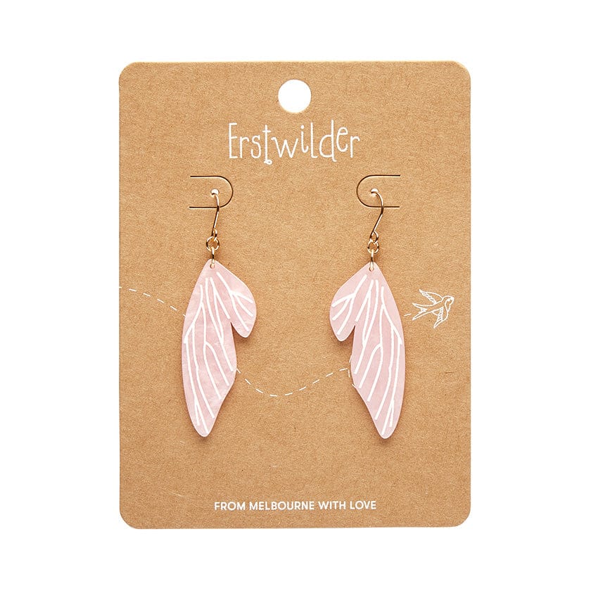 Fairy Wings Drop Earrings - Pink  -  Erstwilder Essentials  -  Quirky Resin and Enamel Accessories