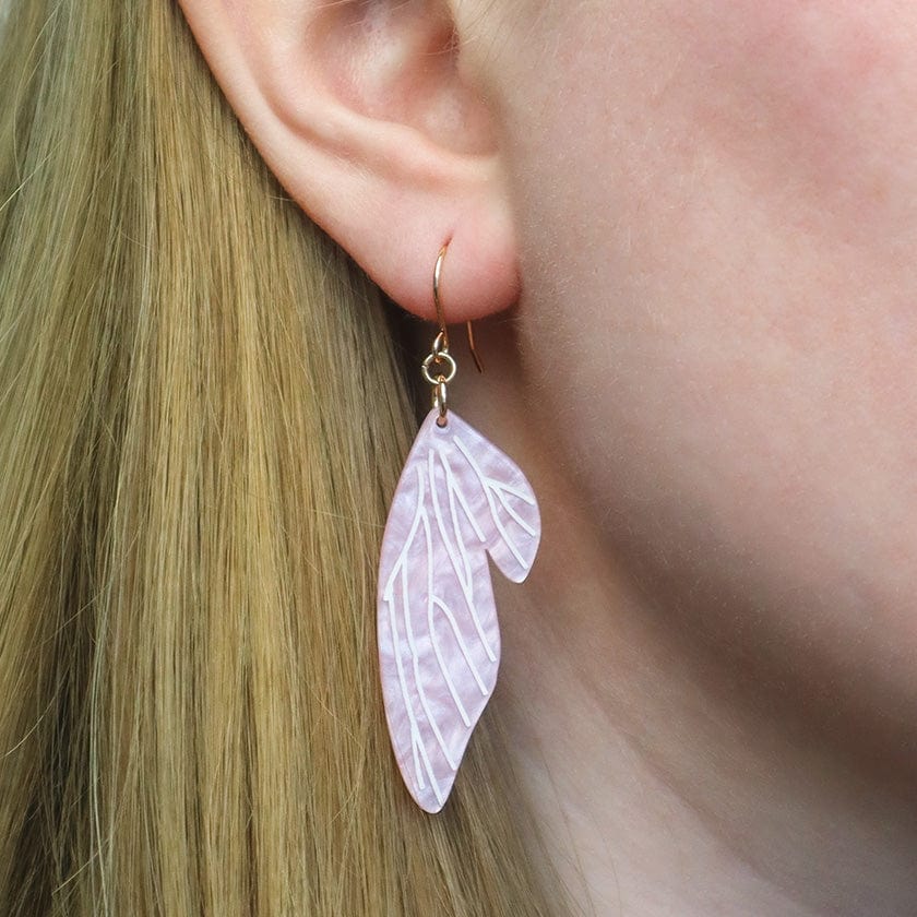 Fairy Wings Drop Earrings - Pink  -  Erstwilder Essentials  -  Quirky Resin and Enamel Accessories