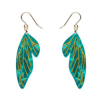 Fairy Wings Drop Earrings - Mint  -  Erstwilder Essentials  -  Quirky Resin and Enamel Accessories