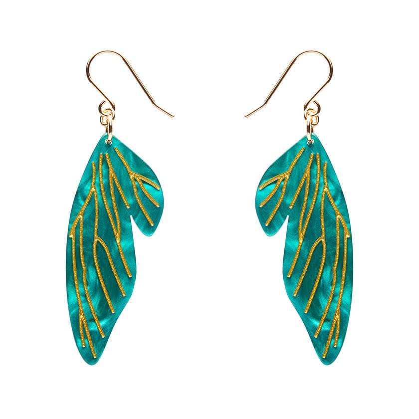 Fairy Wings Drop Earrings - Mint  -  Erstwilder Essentials  -  Quirky Resin and Enamel Accessories