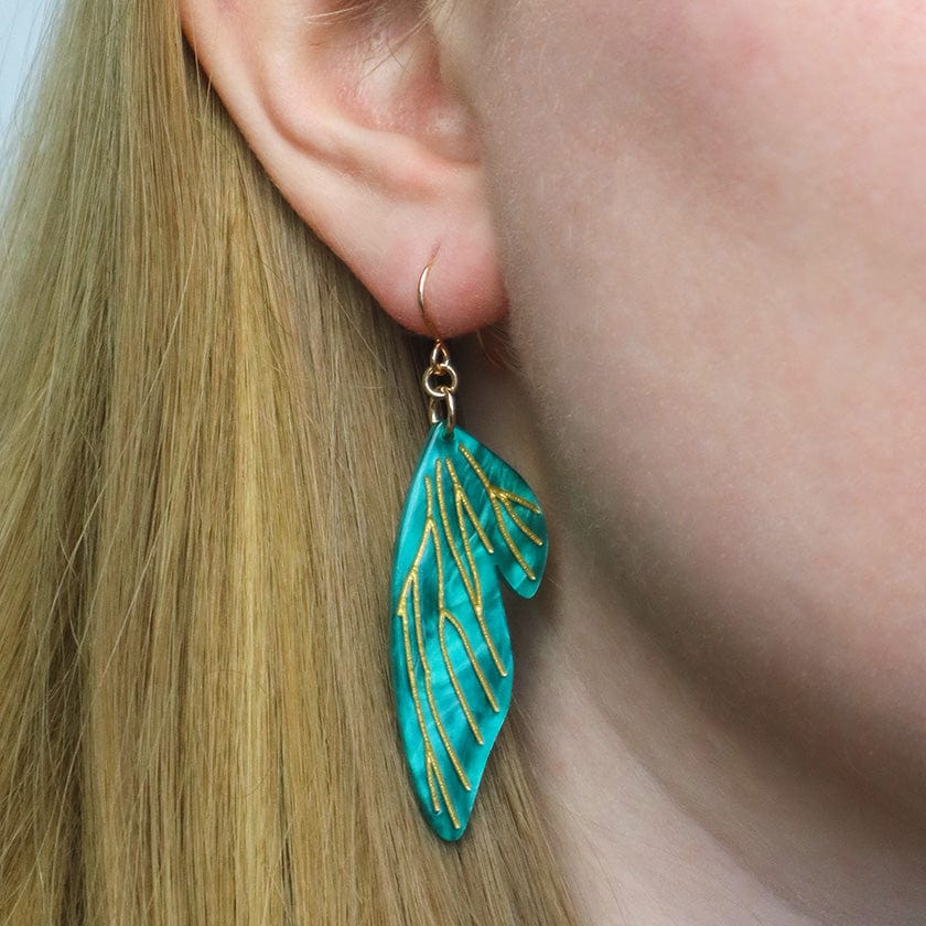 Fairy Wings Drop Earrings - Mint  -  Erstwilder Essentials  -  Quirky Resin and Enamel Accessories