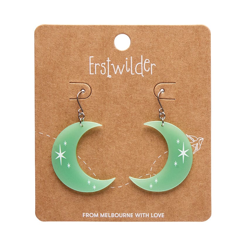 Half Moon Drop Earrings - Glow in the Dark  -  Erstwilder Essentials  -  Quirky Resin and Enamel Accessories