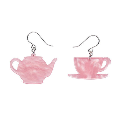 Tea Set Drop Earrings - Pink  -  Erstwilder Essentials  -  Quirky Resin and Enamel Accessories