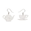 Tea Set Drop Earrings - White