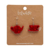 Tea Set Drop Earrings - Red