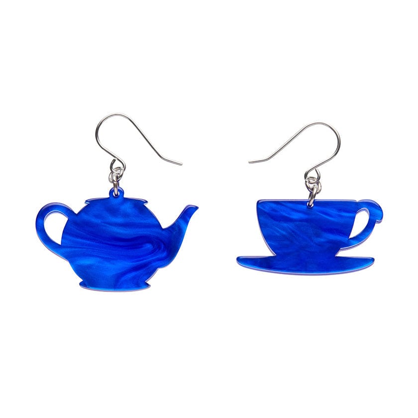 Tea Set Drop Earrings - Blue  -  Erstwilder Essentials  -  Quirky Resin and Enamel Accessories