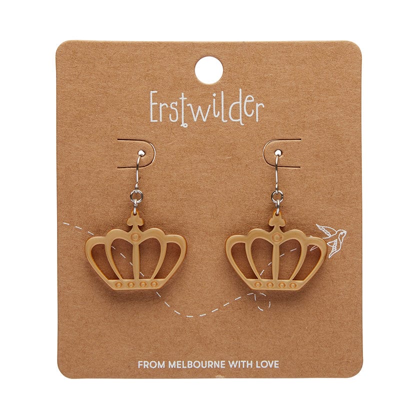 Royal Crown Drop Earrings - Gold  -  Erstwilder Essentials  -  Quirky Resin and Enamel Accessories