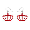 Royal Crown Drop Earrings - Red