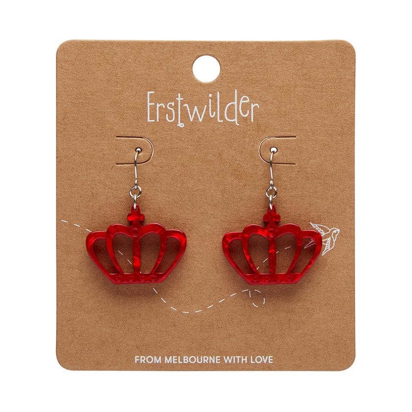 Royal Crown Drop Earrings - Red  -  Erstwilder Essentials  -  Quirky Resin and Enamel Accessories