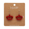 Royal Crown Drop Earrings - Red