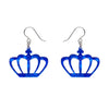 Royal Crown Drop Earrings - Blue