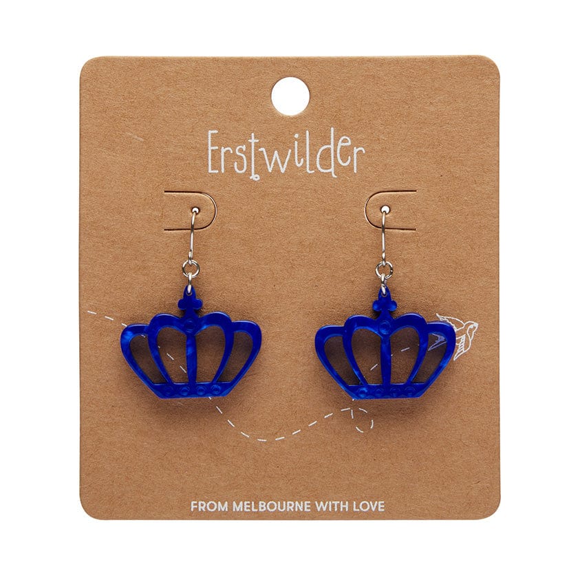 Royal Crown Drop Earrings - Blue  -  Erstwilder Essentials  -  Quirky Resin and Enamel Accessories