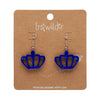 Royal Crown Drop Earrings - Blue