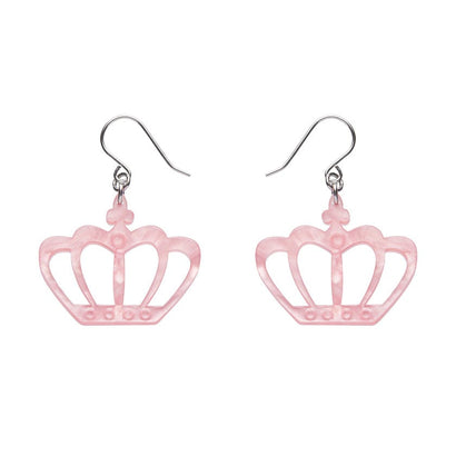 Royal Crown Drop Earrings - Pink  -  Erstwilder Essentials  -  Quirky Resin and Enamel Accessories