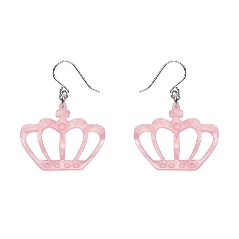 Royal Crown Drop Earrings - Pink  -  Erstwilder Essentials  -  Quirky Resin and Enamel Accessories