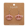 Royal Crown Drop Earrings - Pink