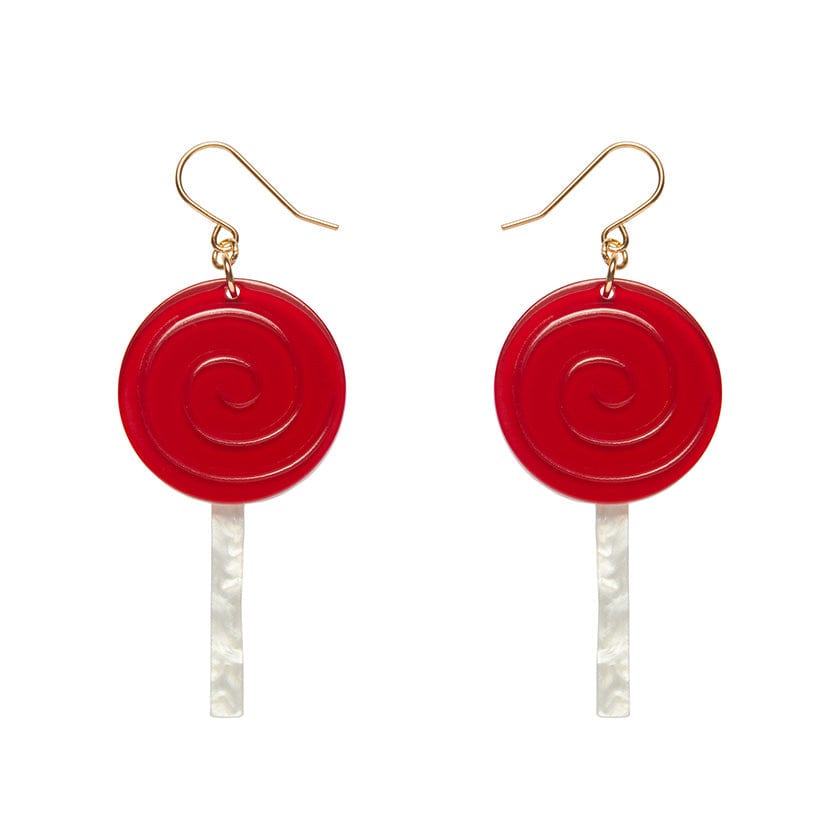 Lollypop Drop Earrings - Red  -  Erstwilder Essentials  -  Quirky Resin and Enamel Accessories