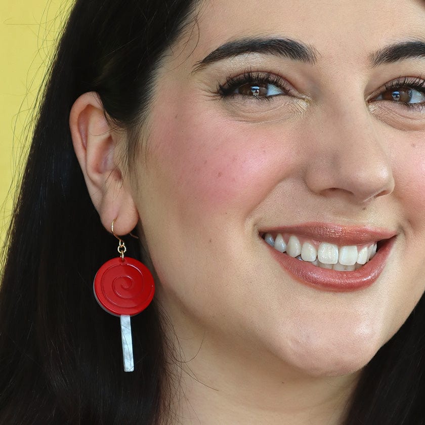 Lollypop Drop Earrings - Red  -  Erstwilder Essentials  -  Quirky Resin and Enamel Accessories