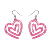 Heart Maze Ripple Drop Earrings - Pink